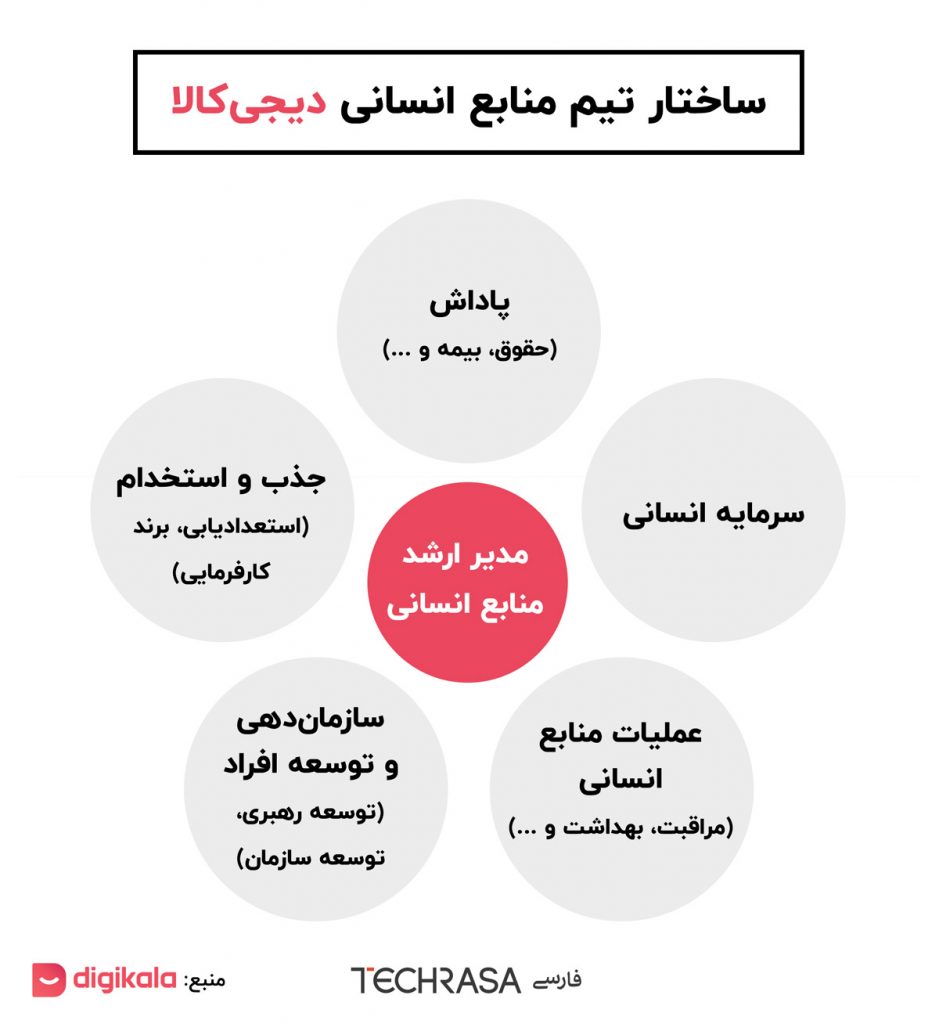 ساختار تیم منابع انسانی دیجی‌کالا